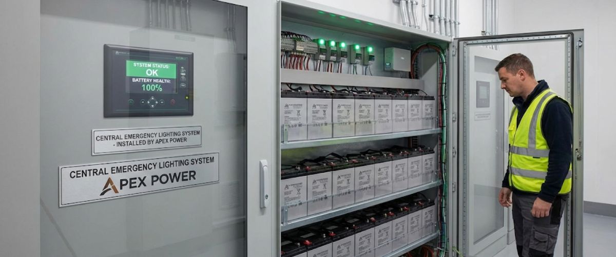 Central battery emergency lighting system installation