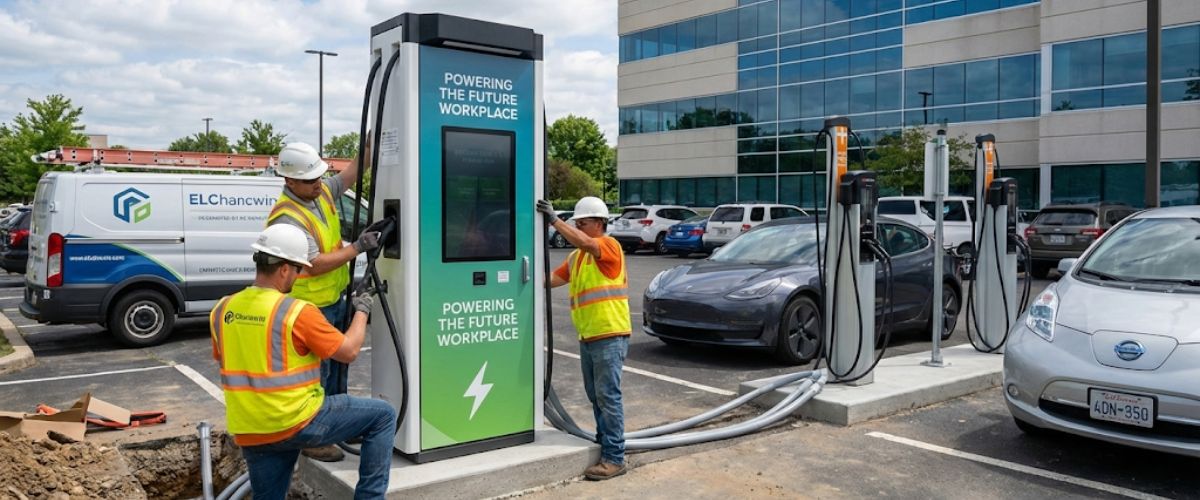 Commercial EV charging installation workplace Central Coast