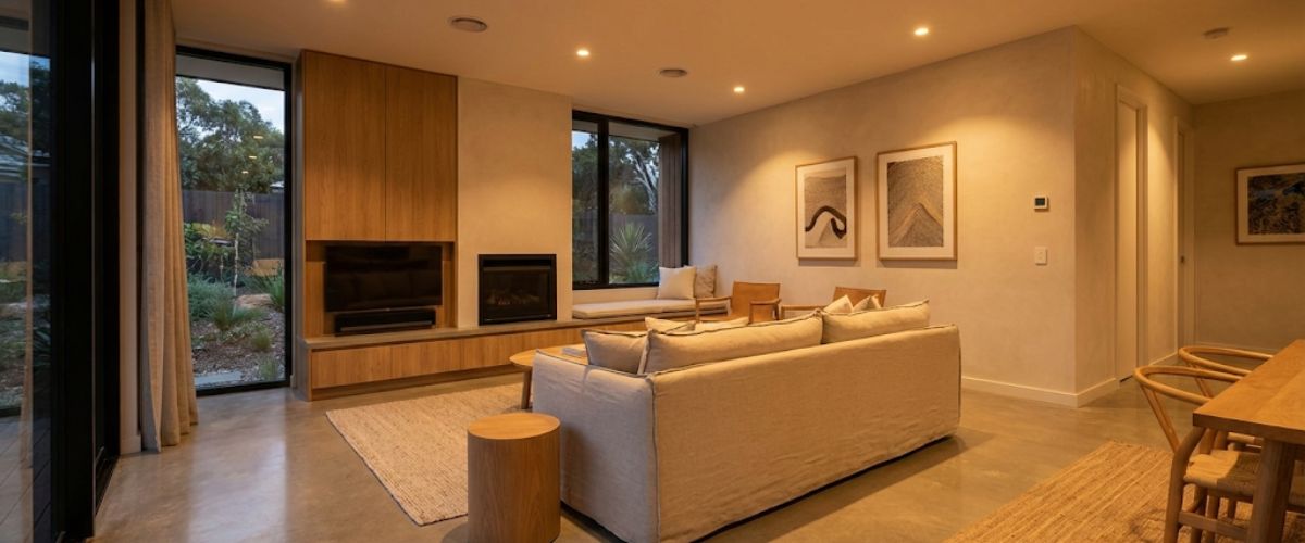 Dimmable LED downlights installed in modern Central Coast living room