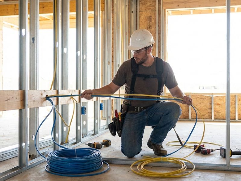 Professional electrical installation in progress Central Coast new construction