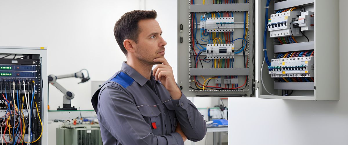 Electrician consultation planning electrical work discussion