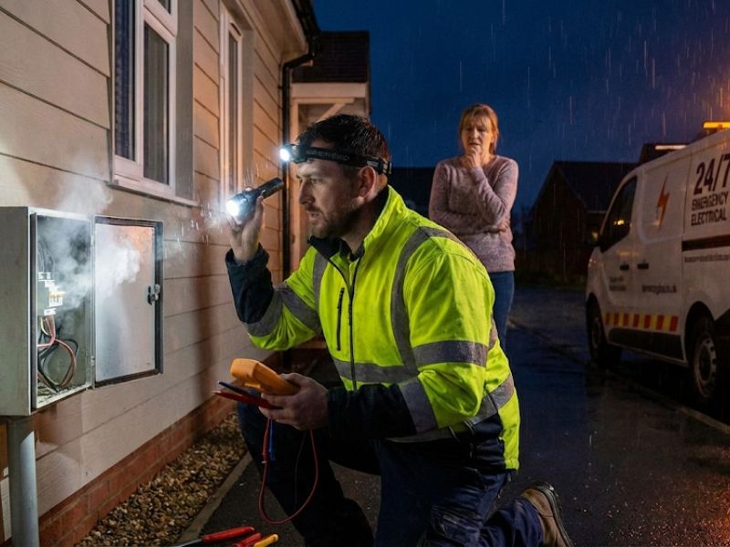 Emergency electrician responding to urgent electrical fault Central Coast