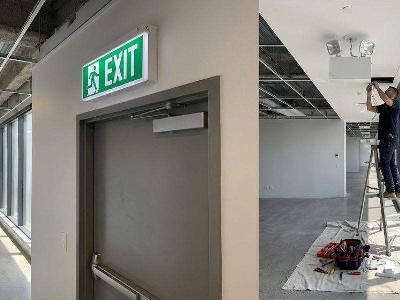 Emergency lighting exit sign installation commercial building Central Coast