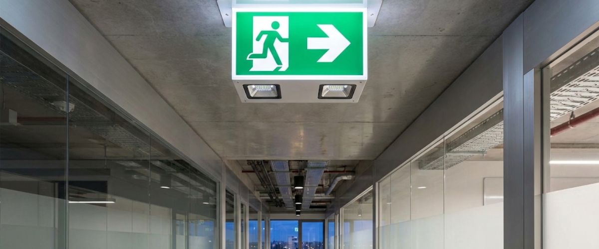 LED exit sign emergency lighting commercial building