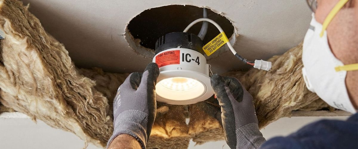 Fire-rated IC-rated LED downlight installation Central Coast