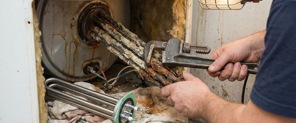 Hot water system element replacement repair Central Coast