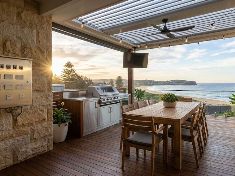 Outdoor electrical installation entertaining area Central Coast