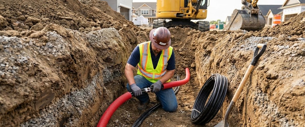 Level 2 electrician installing underground electrical service Central Coast